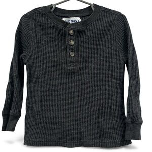 Old Navy Kids Charcoal Waffle Knit Long Sleeve Tee